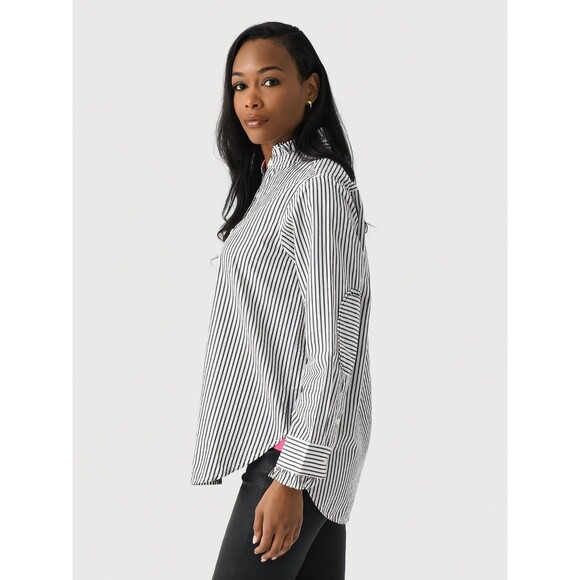 Kerri Rosenthal Mia Shirt Ruffles Tunic Top Striped Printed Buttondown S 283404 - Picture 5 of 11